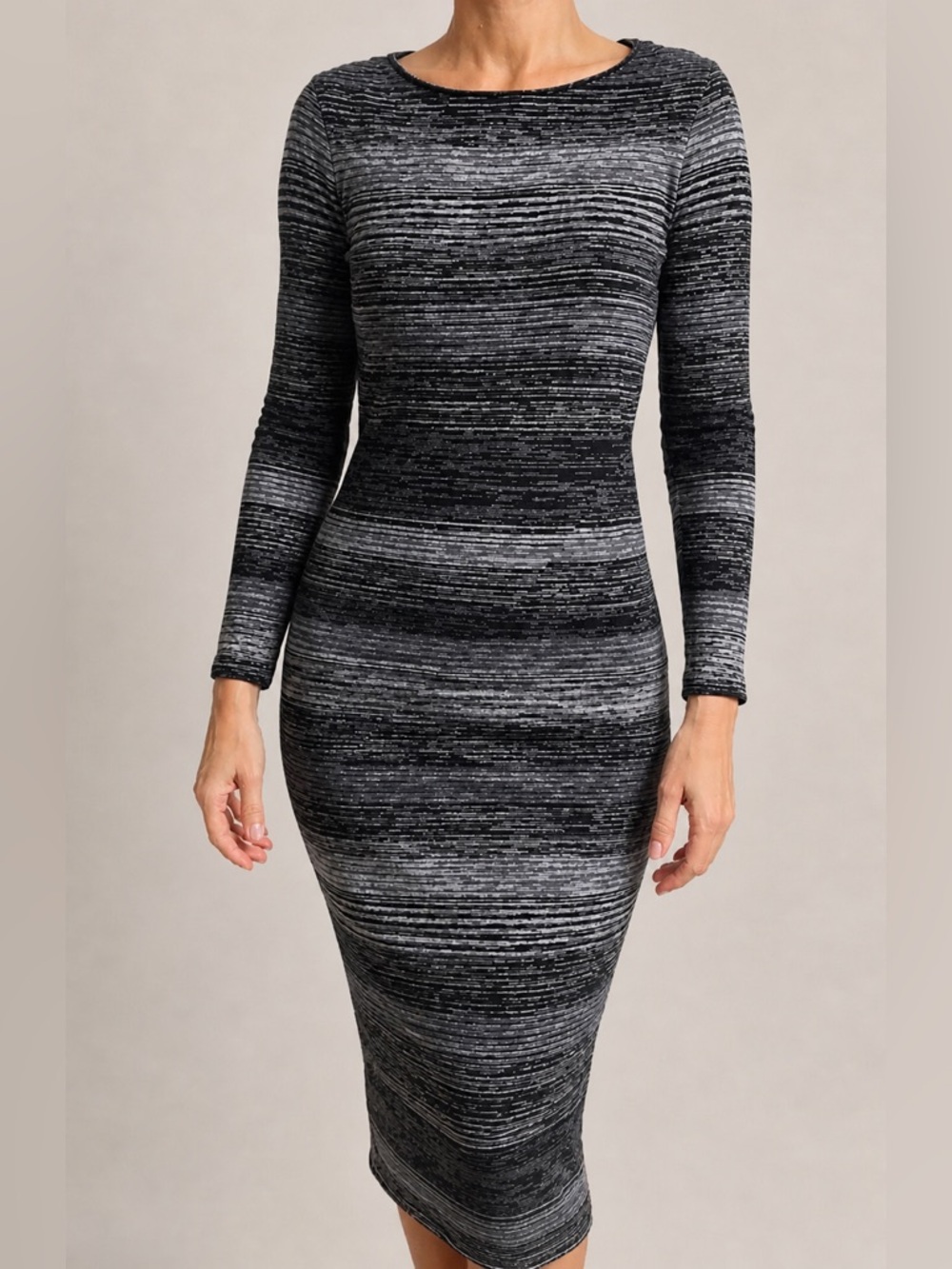 Massimo Dutti long sleeve bodycon knit midi dress, XS